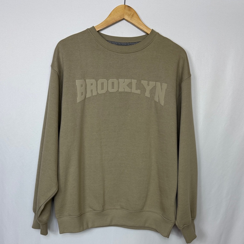 Precedent Oversized Crew Neck Sweatshirt Size Small Tan‎ New